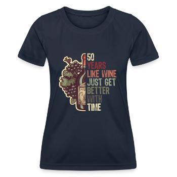50th Birthday Wine Lovers Gift Idea - Women's Functional T-Shirt - navy - Front - AI Model Female 172 light (172cm)