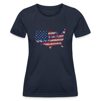 United States of America - Frauen Funktions-T-Shirt - Navy - Vorne - AI Model Female 172 light (172cm)