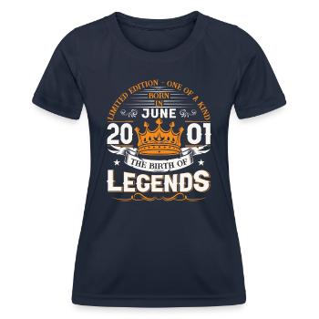 22nd Birthday Man June Vintage 2001 Legendary - Women's Functional T-Shirt - navy - Front - AI Model Female 172 light (172cm)