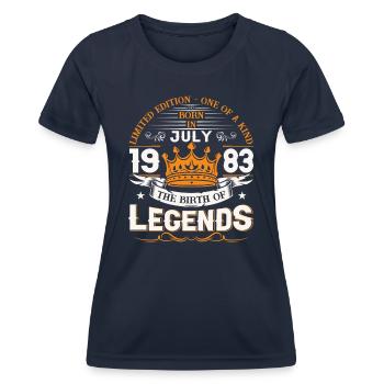 40th Birthday Man July Vintage 1983 Legendary - Women's Functional T-Shirt - navy - Front - AI Model Female 172 light (172cm)