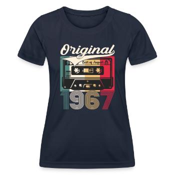 56th Birthday Man August Vintage 1967 Cassette - Women's Functional T-Shirt - navy - Front - AI Model Female 172 light (172cm)