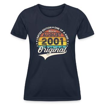 22nd Birthday Man August Vintage 2001 Cassette - Women's Functional T-Shirt - navy - Front - AI Model Female 172 light (172cm)