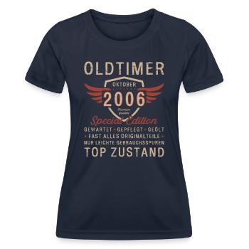 17. Geburtstag Oldtimer Oktober Jahrgang 2006 - Frauen Funktions-T-Shirt - Navy - Vorne - AI Model Female 172 light (172cm)