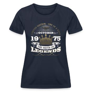 48th Birthday Man Legendary October Vintage 1975 - Women's Functional T-Shirt - navy - Front - AI Model Female 172 light (172cm)