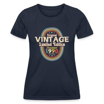 33rd Birthday Vintage November Vintage 1990 - Women's Functional T-Shirt - navy - Front - AI Model Female 172 light (172cm)