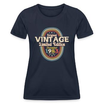 40th Birthday Vintage November Vintage 1983 - Women's Functional T-Shirt - navy - Front - AI Model Female 172 light (172cm)