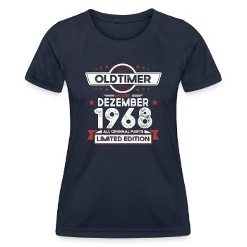55th Birthday Classic Car December Vintage 1968 - Women's Functional T-Shirt - navy - Front - AI Model Female 172 light (172cm)