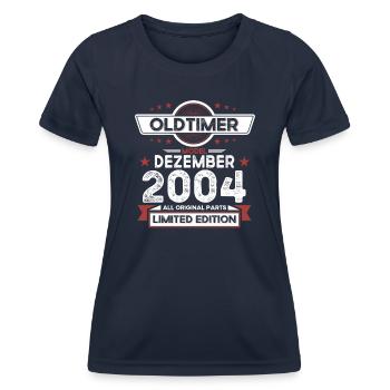 19. Geburtstag Oldtimer Dezember Jahrgang 2004 - Frauen Funktions-T-Shirt - Navy - Vorne - AI Model Female 172 light (172cm)