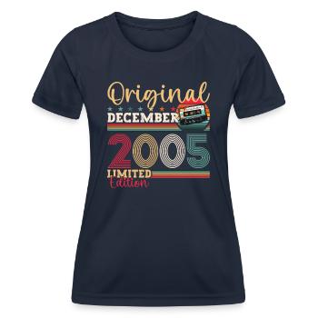 18. Geburtstag Dezember Jahrgang 2005 Kassette - Frauen Funktions-T-Shirt - Navy - Vorne - AI Model Female 172 light (172cm)