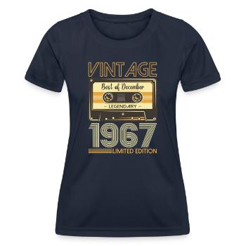 56e anniversaire Cassette décembre Vintage 1967 - T-shirt sport Femme - bleu marine - Devant - AI Model Female 172 light (172cm)