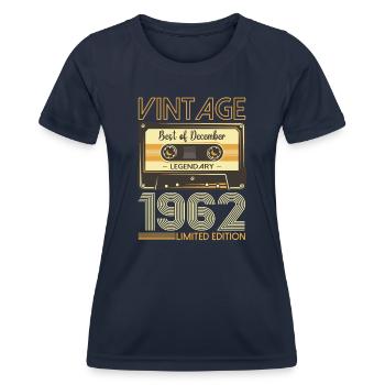 61. Geburtstag Dezember Jahrgang 1962 Kassette - Frauen Funktions-T-Shirt - Navy - Vorne - AI Model Female 172 light (172cm)