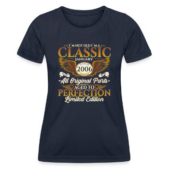 18. Geburtstag Oldtimer Januar Jahrgang 2006 - Frauen Funktions-T-Shirt - Navy - Vorne - AI Model Female 172 light (172cm)