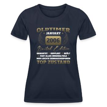 18. Geburtstag Oldtimer Januar Jahrgang 2006 - Frauen Funktions-T-Shirt - Navy - Vorne - AI Model Female 172 light (172cm)