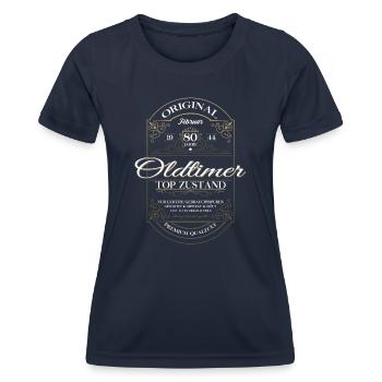 80e anniversaire mari Vintage février Vintage 1944 - T-shirt sport Femme - bleu marine - Devant - AI Model Female 172 light (172cm)