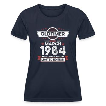 40th Birthday Vintage March Vintage 1984 - Women's Functional T-Shirt - navy - Front - AI Model Female 172 light (172cm)