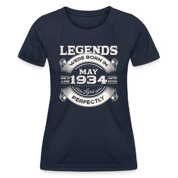 Mai 1934 Millésime 1934 Anniversaire 1934 Légende 34 - T-shirt sport Femme - bleu marine - Devant - AI Model Female 172 light (172cm)