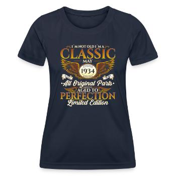 Mai 1934 Millésime 1934 Anniversaire 1934 Légende 34 - T-shirt sport Femme - bleu marine - Devant - AI Model Female 172 light (172cm)