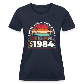 Geburtstag 1984 Mai 1984 Vintage 1984 Legende 84 - Frauen Funktions-T-Shirt - Navy - Vorne - AI Model Female 172 light (172cm)