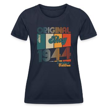 Original Mai 1944 Millésime 1944 Anniversaire 1944 - T-shirt sport Femme - bleu marine - Devant - AI Model Female 172 light (172cm)