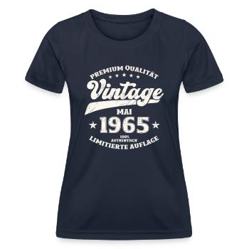 Vintage Mai 1965 Jahrgang 1965 Geburtstag 1965 - Frauen Funktions-T-Shirt - Navy - Vorne - AI Model Female 172 light (172cm)