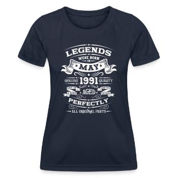 Légendaire Mai 1991 Millésime 1991 Anniversaire 1991 - T-shirt sport Femme - bleu marine - Devant - AI Model Female 172 light (172cm)
