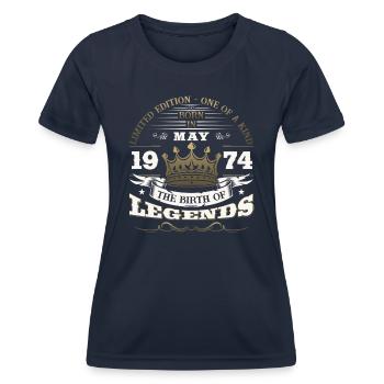 Original Mai 1974 Millésime 1974 Anniversaire 1974 - T-shirt sport Femme - bleu marine - Devant - AI Model Female 172 light (172cm)