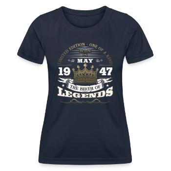 Legendär Mai 1947 Jahrgang 1947 Geburtstag 1947 - Frauen Funktions-T-Shirt - Navy - Vorne - AI Model Female 172 light (172cm)