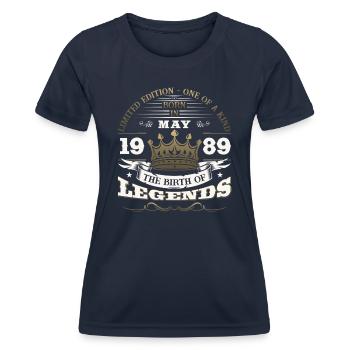 Legend May 1989 Vintage 1989 Birthday 1989 - Women's Functional T-Shirt - navy - Front - AI Model Female 172 light (172cm)