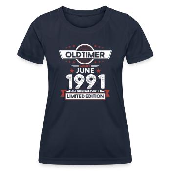 Original Juin 1991 Millésime 1991 Anniversaire 1991 - T-shirt sport Femme - bleu marine - Devant - AI Model Female 172 light (172cm)