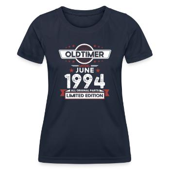 Millésime Juin 1994 Millésime 1994 30ème Anniversaire 94 - T-shirt sport Femme - bleu marine - Devant - AI Model Female 172 light (172cm)