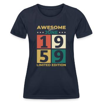 Original Juni 1959 Jahrgang 1959 Geburtstag 1959 - Frauen Funktions-T-Shirt - Navy - Vorne - AI Model Female 172 light (172cm)
