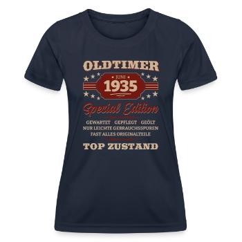 Oldtimer Juni 1935 Jahrgang 1935 Geburtstag 1935 - Frauen Funktions-T-Shirt - Navy - Vorne - AI Model Female 172 light (172cm)