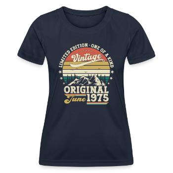 Original Juni 1975 Jahrgang 1975 Geburtstag 1975 - Frauen Funktions-T-Shirt - Navy - Vorne - AI Model Female 172 light (172cm)
