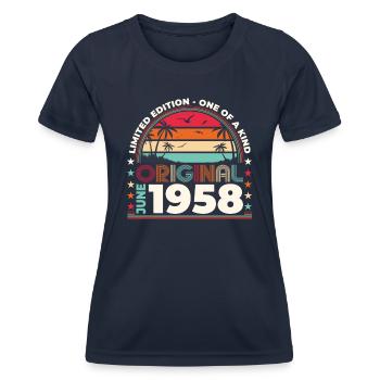 Original Juin 1958 Millésime 1958 Anniversaire 1958 - T-shirt sport Femme - bleu marine - Devant - AI Model Female 172 light (172cm)