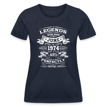 50e anniversaire Original juin 1974 Né en 1974 - T-shirt sport Femme - bleu marine - Devant - AI Model Female 172 light (172cm)