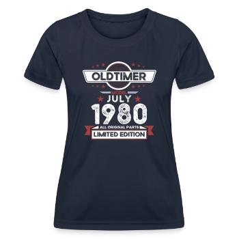40ème Anniversaire Voiture Classique Juillet 1980 Millésime 1980 - T-shirt sport Femme - bleu marine - Devant - AI Model Female 172 light (172cm)