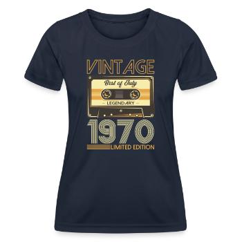 55. Geburtstag Kassette Juli 1970 Jahrgang 1970 - Frauen Funktions-T-Shirt - Navy - Vorne - AI Model Female 172 light (172cm)