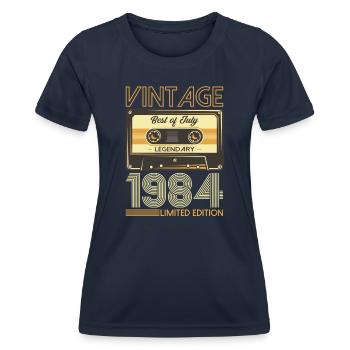 40. Geburtstag Kassette Juli 1984 Jahrgang 1984 - Frauen Funktions-T-Shirt - Navy - Vorne - AI Model Female 172 light (172cm)
