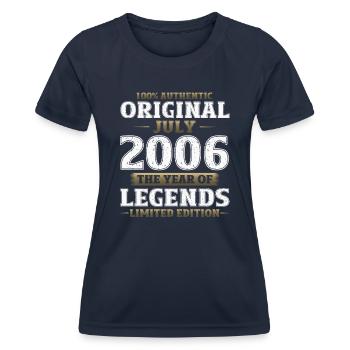 18ème anniversaire Original Juillet 2006 Millésime 2006 - T-shirt sport Femme - bleu marine - Devant - AI Model Female 172 light (172cm)