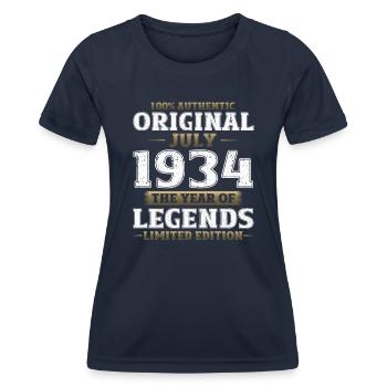 90th Birthday Original July 1934 Born 1934 - Women's Functional T-Shirt - navy - Front - AI Model Female 172 light (172cm)