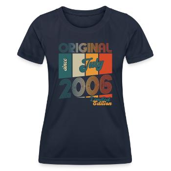 18ème anniversaire Original Juillet 2006 Millésime 2006 - T-shirt sport Femme - bleu marine - Devant - AI Model Female 172 light (172cm)