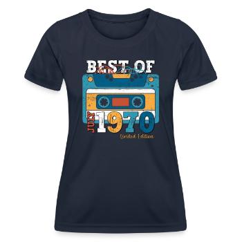 55. Geburtstag Kassette Juli 1970 Jahrgang 1970 - Frauen Funktions-T-Shirt - Navy - Vorne - AI Model Female 172 light (172cm)