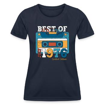 48. Geburtstag Kassette Juli 1976 Jahrgang 1976 - Frauen Funktions-T-Shirt - Navy - Vorne - AI Model Female 172 light (172cm)