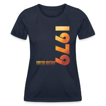 45ème Anniversaire Original 1979 Millésime 1979 - T-shirt sport Femme - bleu marine - Devant - AI Model Female 172 light (172cm)