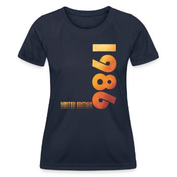 38ème Anniversaire Original 1986 Millésime 1986 - T-shirt sport Femme - bleu marine - Devant - AI Model Female 172 light (172cm)