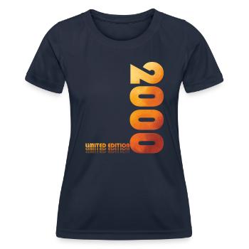 25ème Anniversaire Légende Juin 2000 Millésime 2000 - T-shirt sport Femme - bleu marine - Devant - AI Model Female 172 light (172cm)