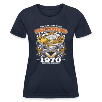 55th Birthday Original Vintage 1970's Artisan - Women's Functional T-Shirt - navy - Front - AI Model Female 172 light (172cm)