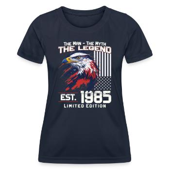 39. Geburtstag Baujahr 1985 Jahrgang 1985 Legende - Frauen Funktions-T-Shirt - Navy - Vorne - AI Model Female 172 light (172cm)
