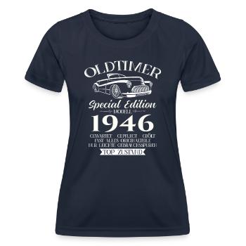 Oldtimer 1946 Jahrgang 1946 76. Geburtstag 1946 - Frauen Funktions-T-Shirt - Navy - Vorne - AI Model Female 172 light (172cm)