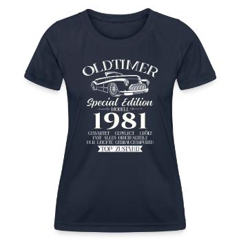 Oldtimer 1981 Jahrgang 1981 43. Geburtstag 1981 - Frauen Funktions-T-Shirt - Navy - Vorne - AI Model Female 172 light (172cm)